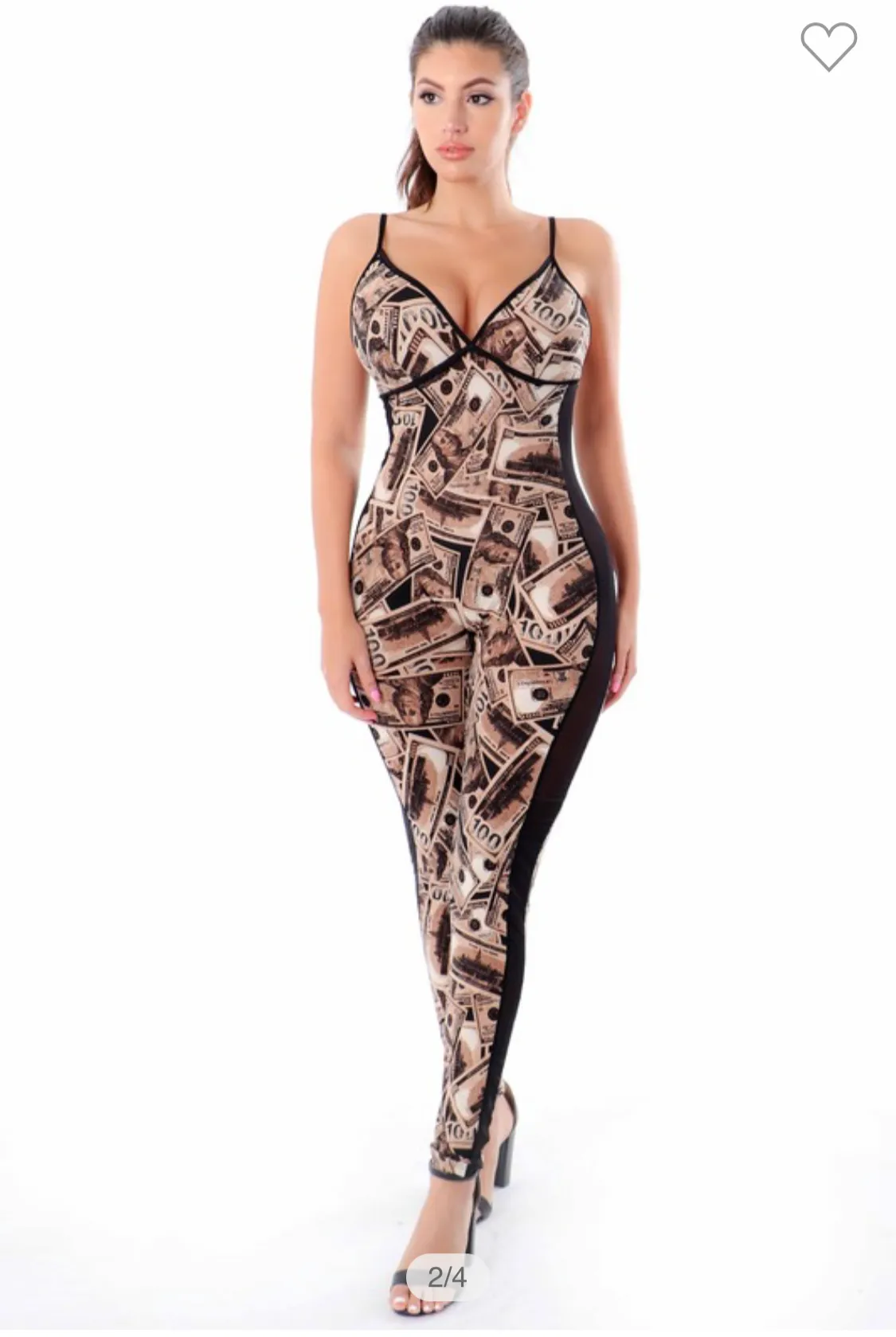 Money Dollar Bill Print Stretchy Jumpsuit sold by Unleashed Streetwear