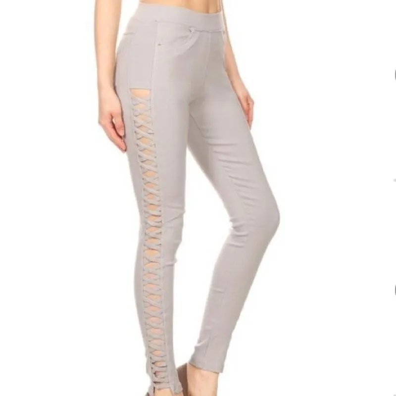 Gray Stretch Jeans Elastic Waist Skinny Cut Pants made by Unleashed Streetwear