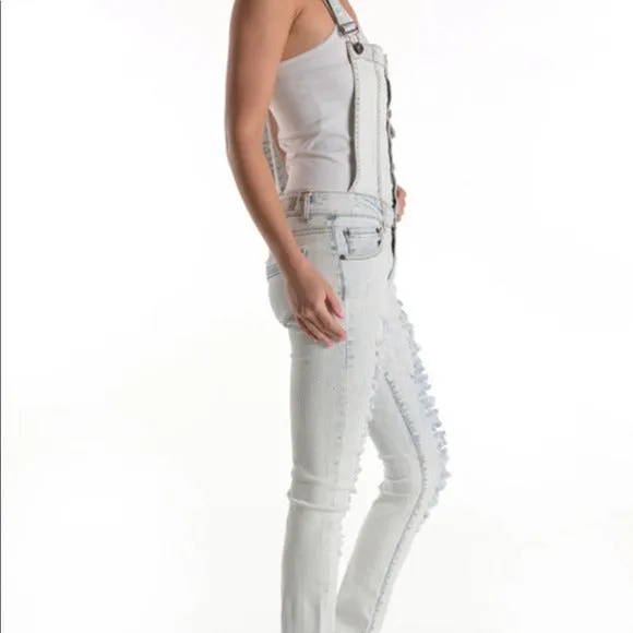 Light bleach Wash Denim Jean overalls Pants sold by Unleashed Streetwear product image thumbnail 2