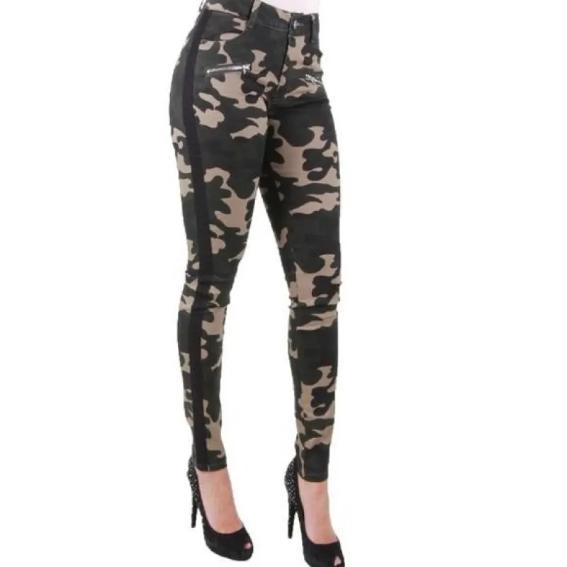 Camo Women’s Army Green Camoflauge Stretch Jeans Pants sold by Unleashed Streetwear