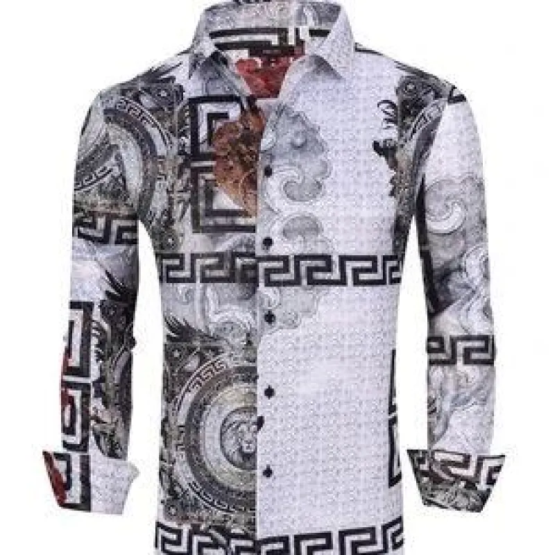 Italian Designer Men’s Button Up Long Sleeve Dress Shirt made by Unleashed Streetwear