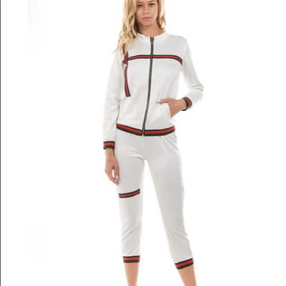 White 2 Piece Outfit Set Capri Stretchy sold by Unleashed Streetwear product image thumbnail 2