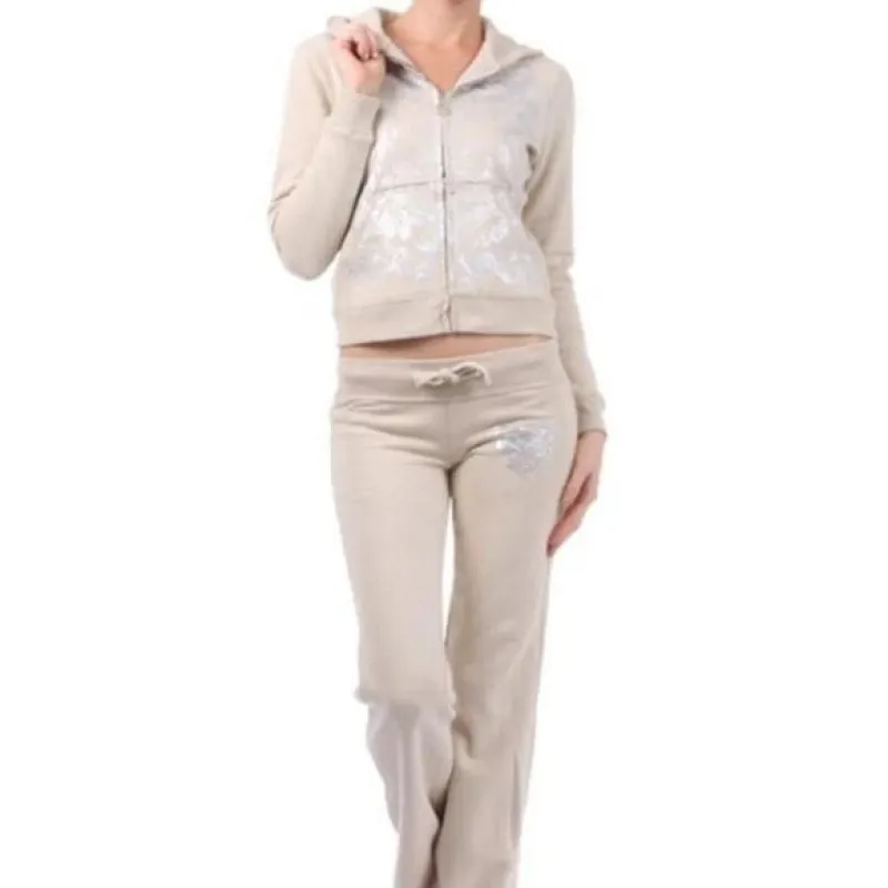 Taupe Stone Light Beige Set 2 piece sweatsuit sold by Unleashed Streetwear