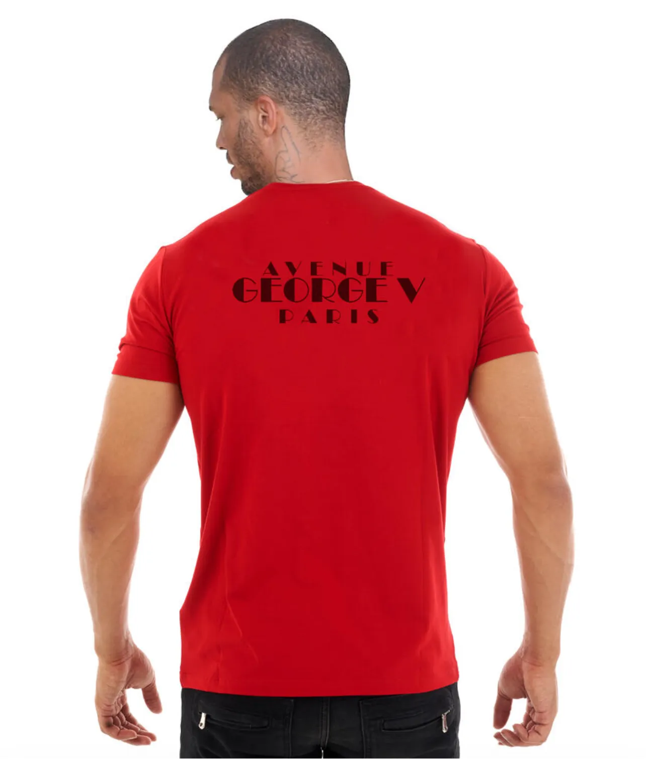 George V Red Rhinestone Designer Men’s Tee Shirt sold by Unleashed Streetwear product image thumbnail 3