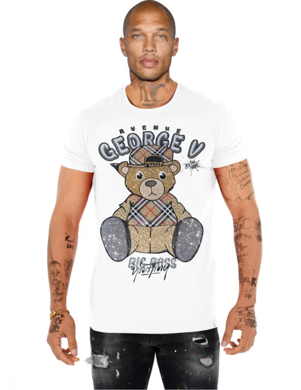George V White Rhinestone Designer Men’s Tee Shirt sold by Unleashed Streetwear