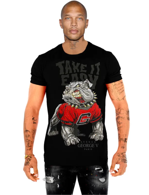 George V Black Bulldog Designer Men’s Tee Shirt sold by Unleashed Streetwear