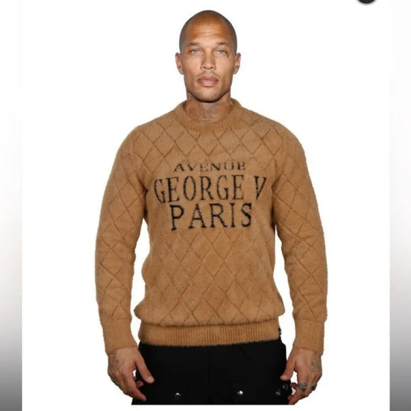 100% Authentic George V of Paris Designer 🧑‍🎨 Men's Tan Sweater made by Unleashed Streetwear