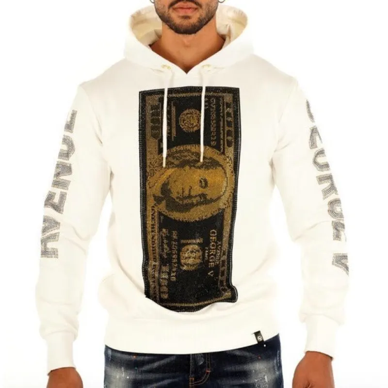Cream Gold Sweater Hoodie George V Designer Brand From Paris Rhinestone sold by Unleashed Streetwear