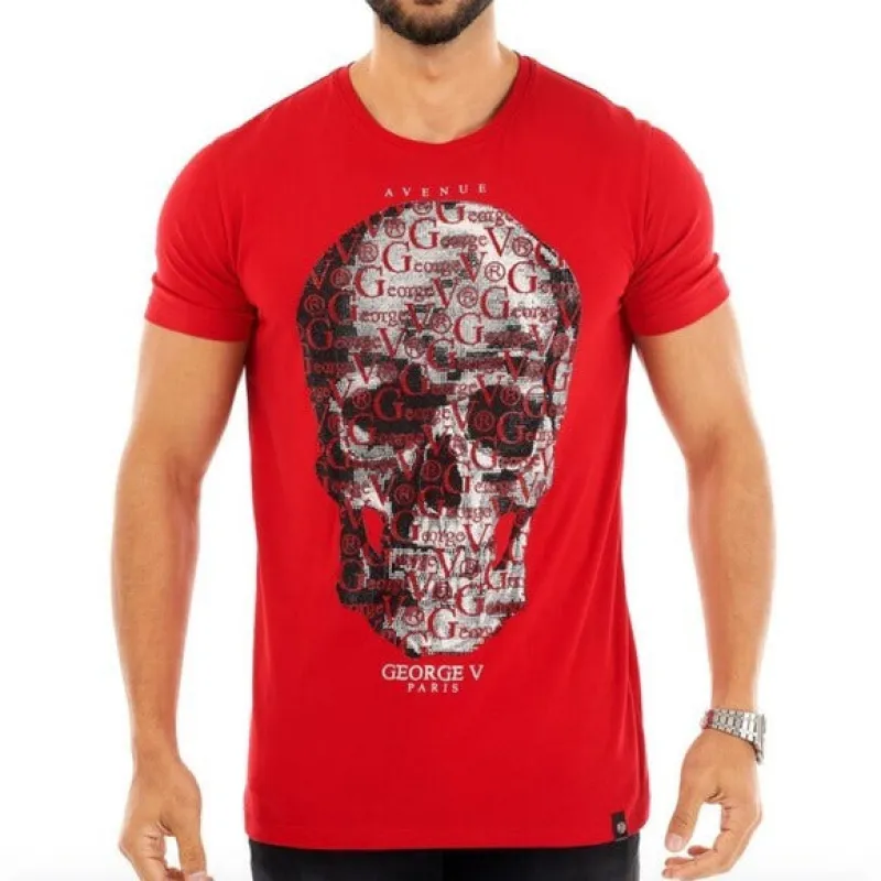 Red Black Tee George V Designer Brand From Paris Rhinestone made by Unleashed Streetwear