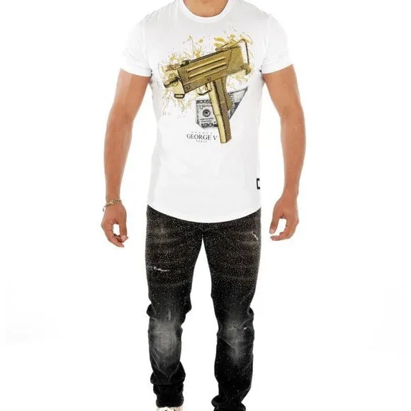 White Tee George V Designer Brand From Paris Rhinestone sold by Unleashed Streetwear product image thumbnail 3
