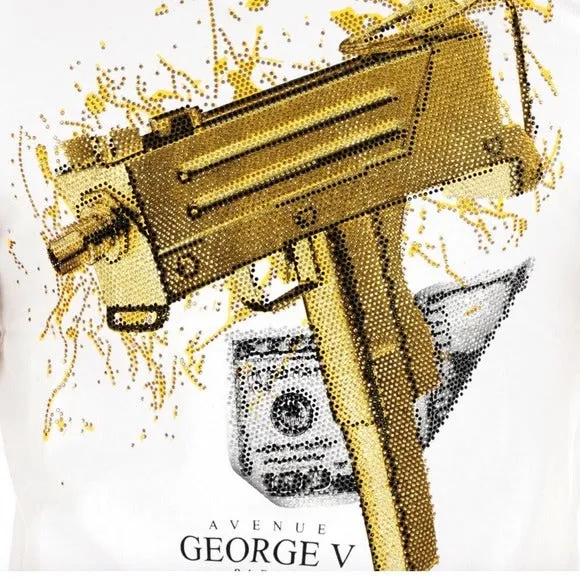 White Tee George V Designer Brand From Paris Rhinestone sold by Unleashed Streetwear product image thumbnail 4