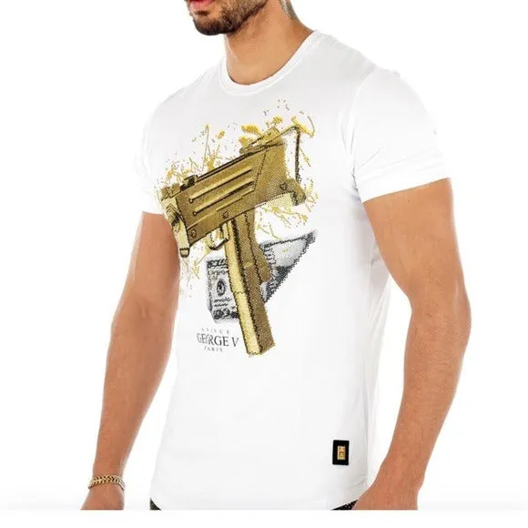 White Tee George V Designer Brand From Paris Rhinestone sold by Unleashed Streetwear product image thumbnail 2