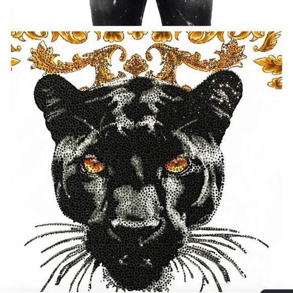 George V White Gold Designer Men’s Rhinestone Tee Shirt sold by Unleashed Streetwear product image thumbnail 2