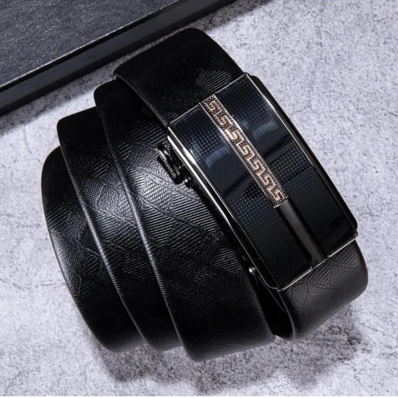 Men’s Black Leather Belt with Adjustable Ratchet Buckle sold by Unleashed Streetwear