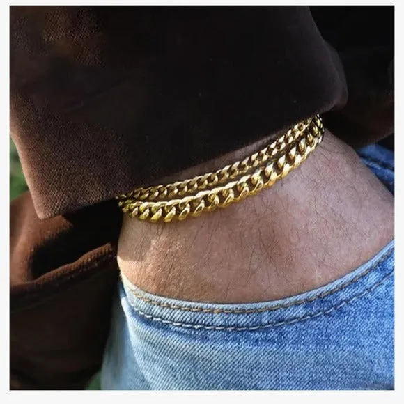 Men’s 2 Piece Gold Tone Chain Bracelet Set Jewelry sold by Unleashed Streetwear product image thumbnail 2