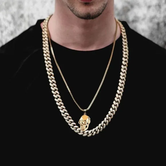 Men’s Gold Skull Pendant Necklace Jewelry sold by Unleashed Streetwear