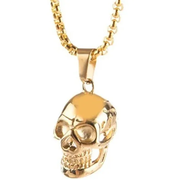 Men’s Gold Skull Pendant Necklace Jewelry sold by Unleashed Streetwear product image thumbnail 2