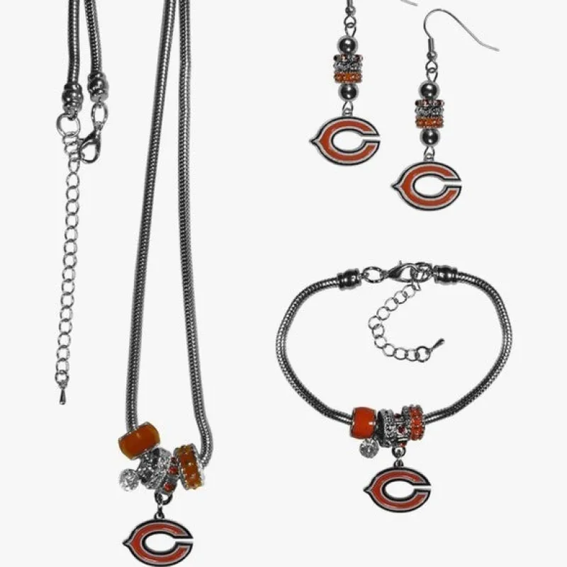 Chicago Bears Sports NFL 3 Piece Jewelry Gift Set Necklace Earrings Bracelet sold by Unleashed Streetwear