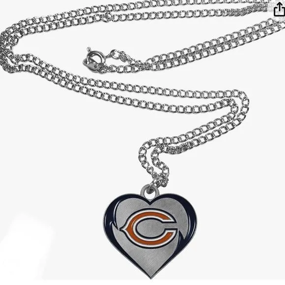 Chicago Bears Women’s Sports Heart Necklace Pendant sold by Unleashed Streetwear