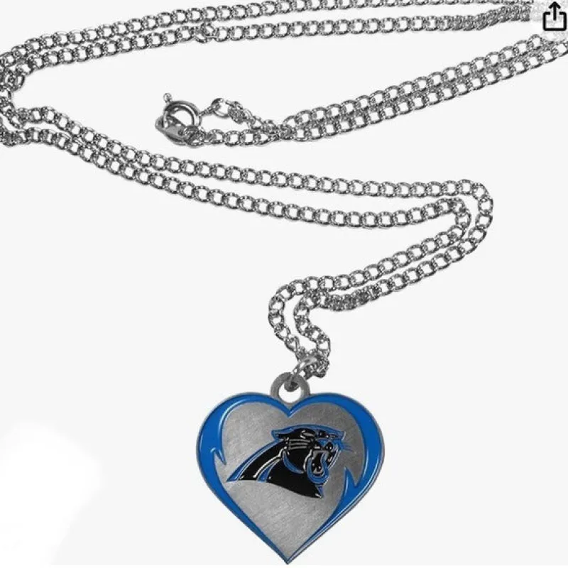 Carolina Panthers Women’s Sports Heart Necklace Pendant sold by Unleashed Streetwear