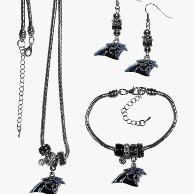 Carolina Panthers Womens Sports  NFL 3 Piece Jewelry Gift Set Necklace Earrings Bracelet sold by Unleashed Streetwear