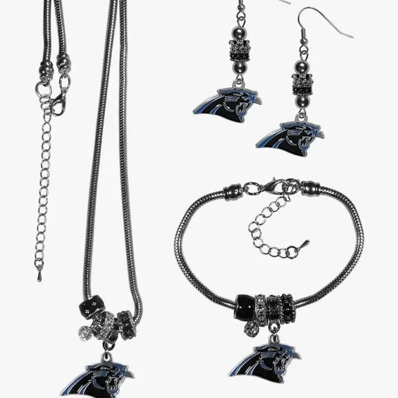 Carolina Panthers Womens Sports NFL 3 Piece Jewelry Gift Set Necklace Earrings Bracelet sold by Unleashed Streetwear