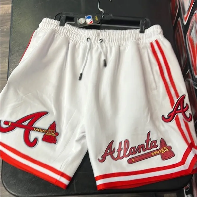 Licensed Sports Men's Atlanta Braves White and Red Basketball Shorts sold by Unleashed Streetwear
