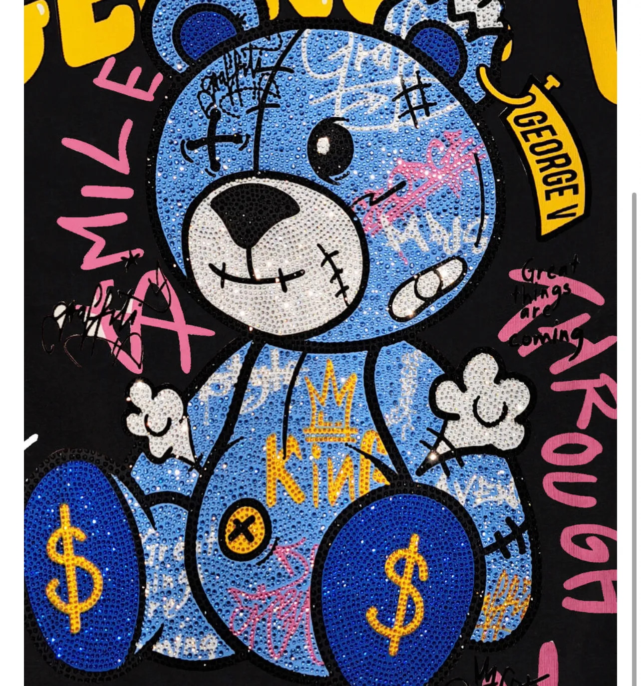 George V Bear Designer Men’s Rhinestone Tee Shirt sold by Unleashed Streetwear product image thumbnail 2