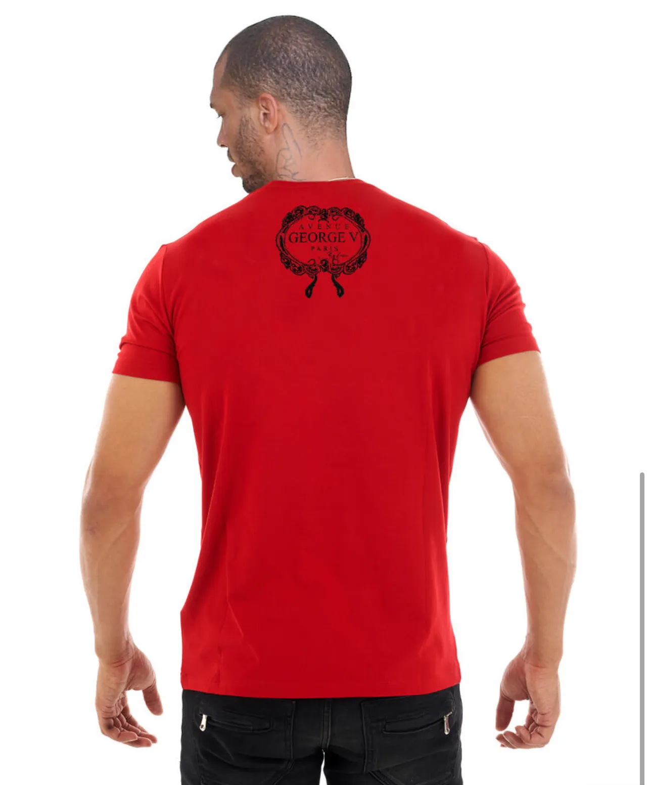 George V Black Panther Red Designer Men’s Rhinestone Tee Shirt sold by Unleashed Streetwear product image thumbnail 3