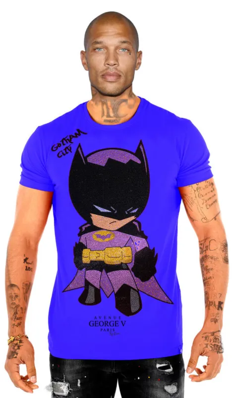 George V Batman Designer Men’s Rhinestone Tee Shirt sold by Unleashed Streetwear