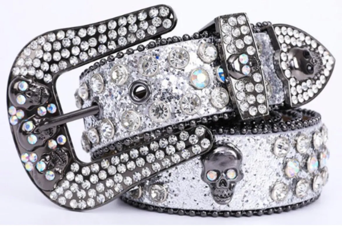 Men’s Fashion Rhinestone Skull Skeleton Belts sold by Unleashed Streetwear