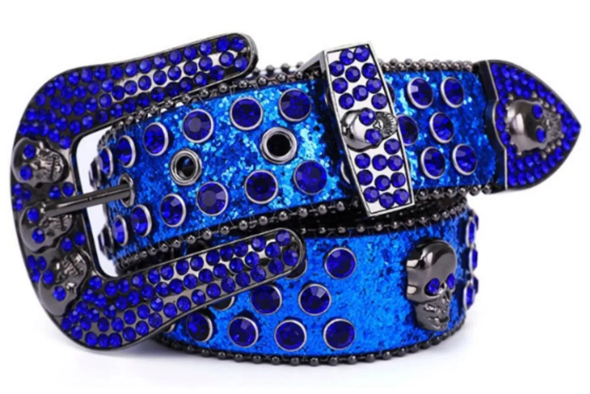 Men’s Fashion Rhinestone Skull Skeleton Belts sold by Unleashed Streetwear