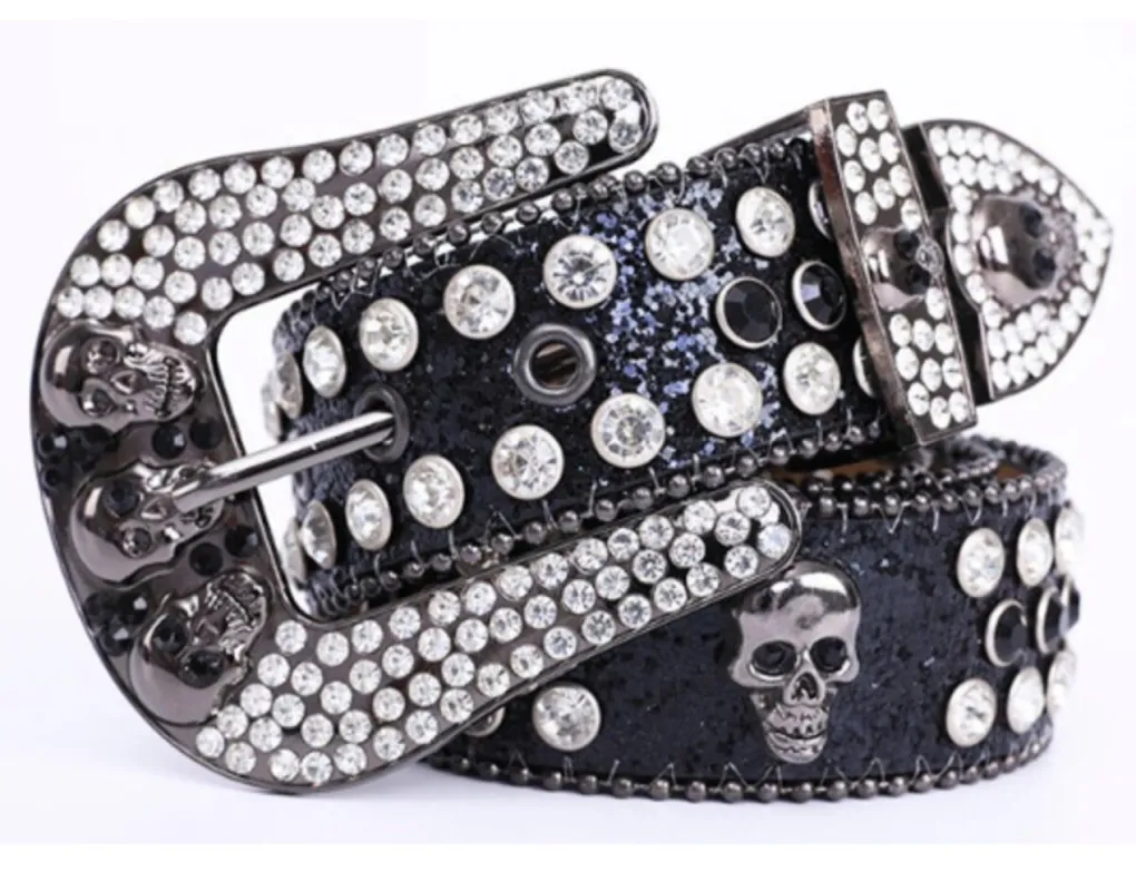 Men’s Fashion Rhinestone Skull Skeleton Belts sold by Unleashed Streetwear