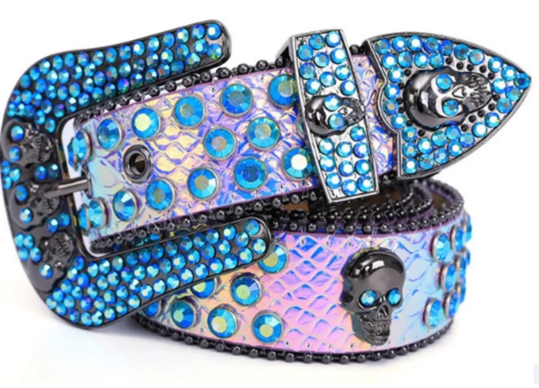 Men’s Fashion Rhinestone Skull Skeleton Belts sold by Unleashed Streetwear