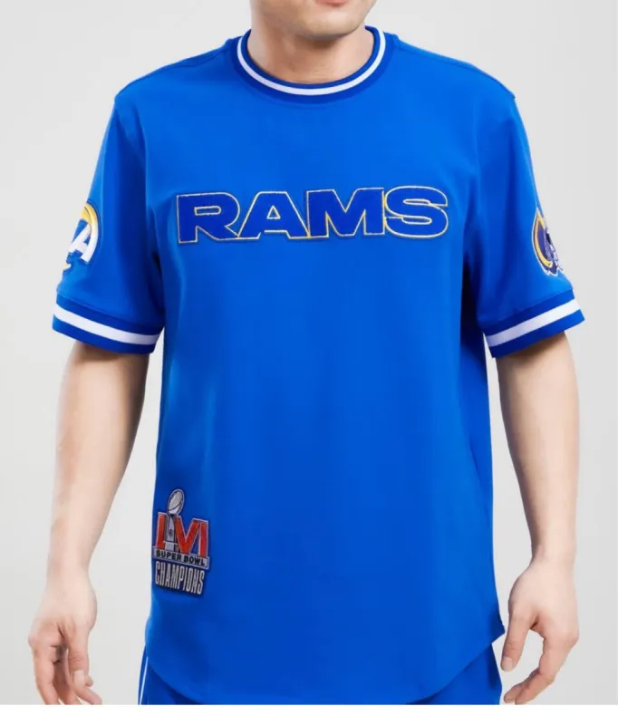 Pro Standard Sports Men’s LA Rams Blue Jersey Tee Shirt sold by Unleashed Streetwear