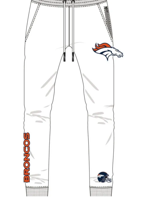 Pro Standard Mens Denver Broncos White Jogger Pants sold by Unleashed Streetwear