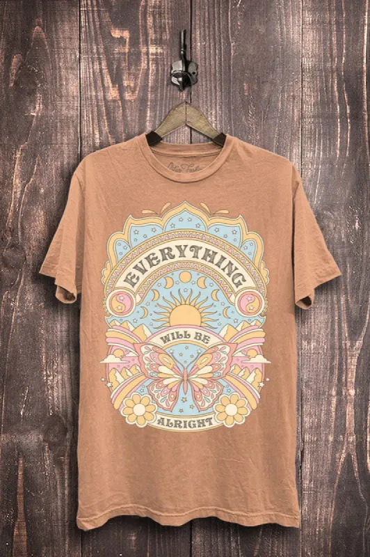Everything Is Going To Be Alright Tee- Coral sold by Uforia Muse