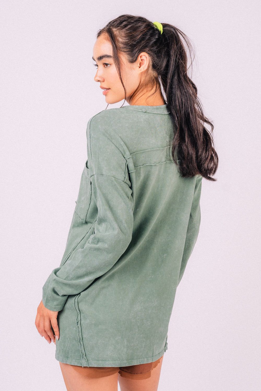 Green Mineral Wash Long Sleeve sold by Uforia Muse product image thumbnail 2