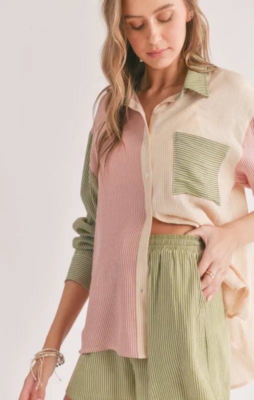 OASIS Multi-striped Shirt- Sadie & Sage sold by Uforia Muse