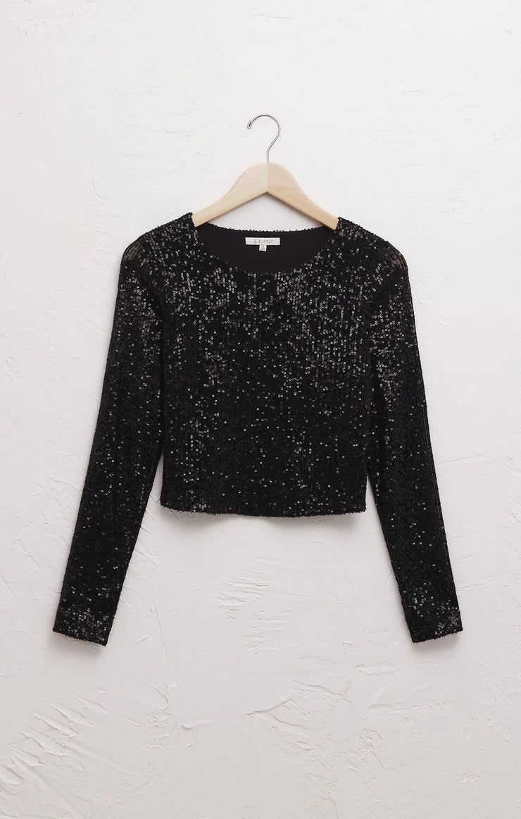 Aurora Sequin Cropped L/S Top - Z Supply sold by Uforia Muse product image thumbnail 3