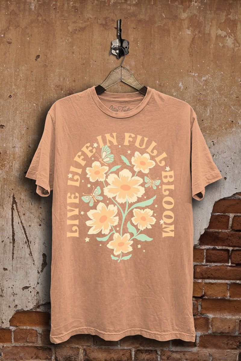 In Full Bloom Graphic Tee - Coral sold by Uforia Muse