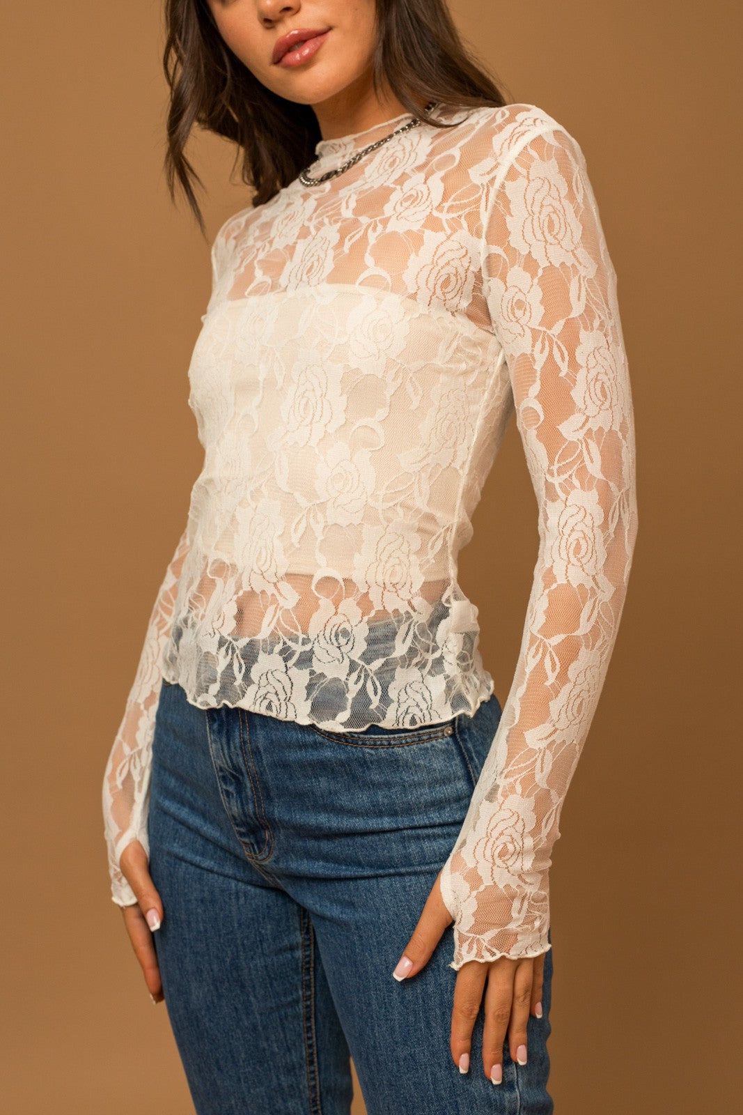 Floral Sheer Lace Top sold by Uforia Muse product image thumbnail 5