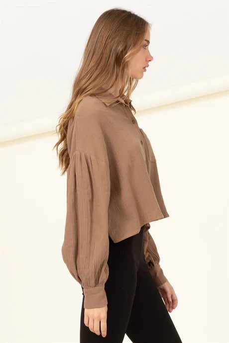 Gauze Shirt-Coffee sold by Uforia Muse product image thumbnail 3