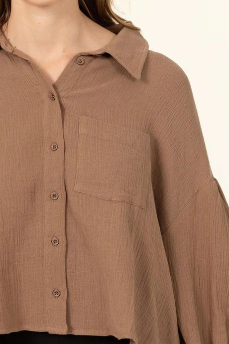 Gauze Shirt-Coffee sold by Uforia Muse product image thumbnail 5