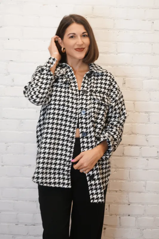 Harris Houndstooth Shacket- Dex sold by Uforia Muse