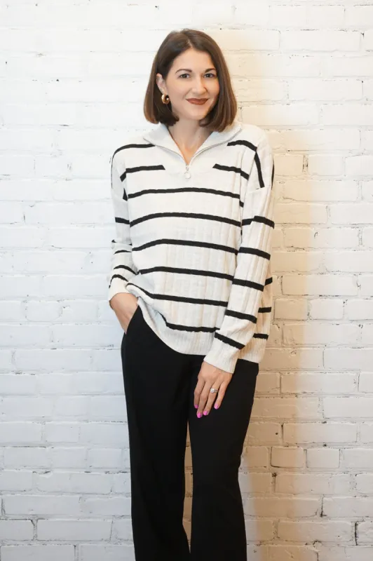 Tessa Stripe Half Zip Knit sold by Uforia Muse