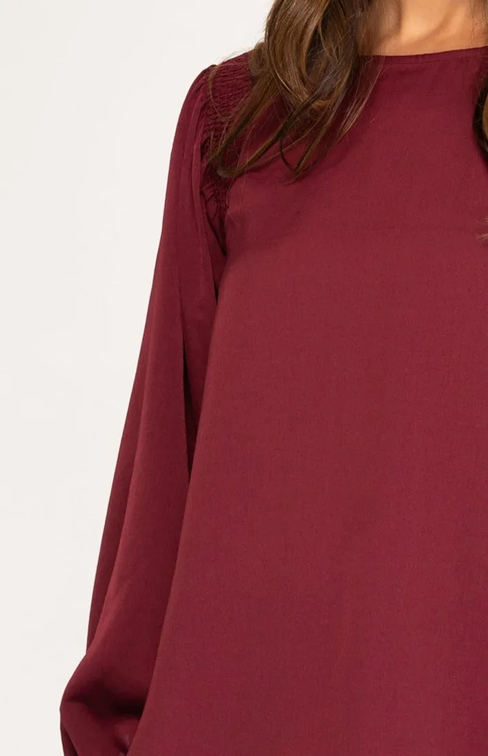 Jewel Satin Blouse- Wine sold by Uforia Muse product image thumbnail 3