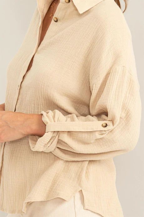 Come Closer Cotton Shirt-Beige sold by Uforia Muse product image thumbnail 4