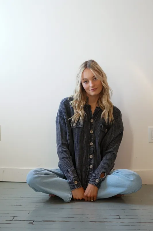 Waffle Shirt-Black- Dex sold by Uforia Muse