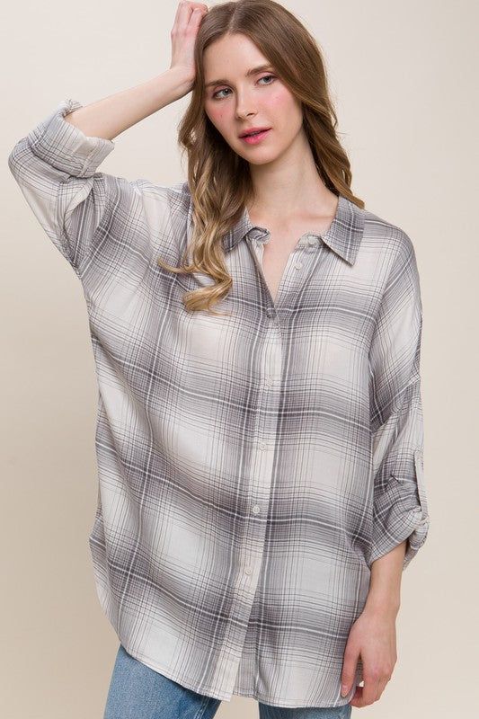 Soft Plaid Shirt- 2 Colours sold by Uforia Muse product image thumbnail 5